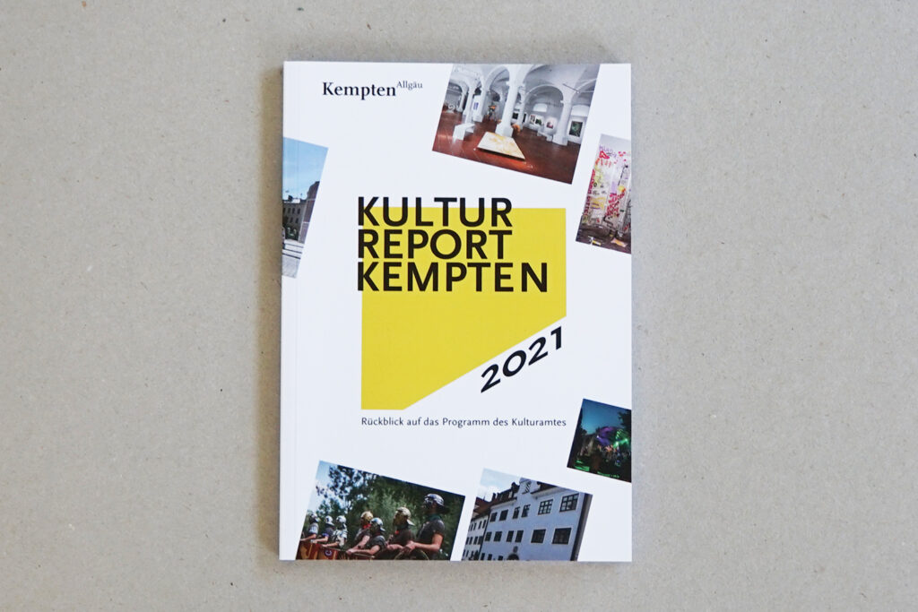 Kulturreport 2021, Rückblick auf das Programm des Kulturamts der Stadt Kempten, buntes grafik design