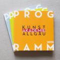 Programm Kunstakademie Allgäu, Katalog 124 Seiten, 21 x 21 cm. Logo-Entwicklung, Layout, Satz