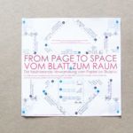 faltbare Einladungskarte zur Ausstellung "from Page to Space" im Kunsthaus Kaufbeuren